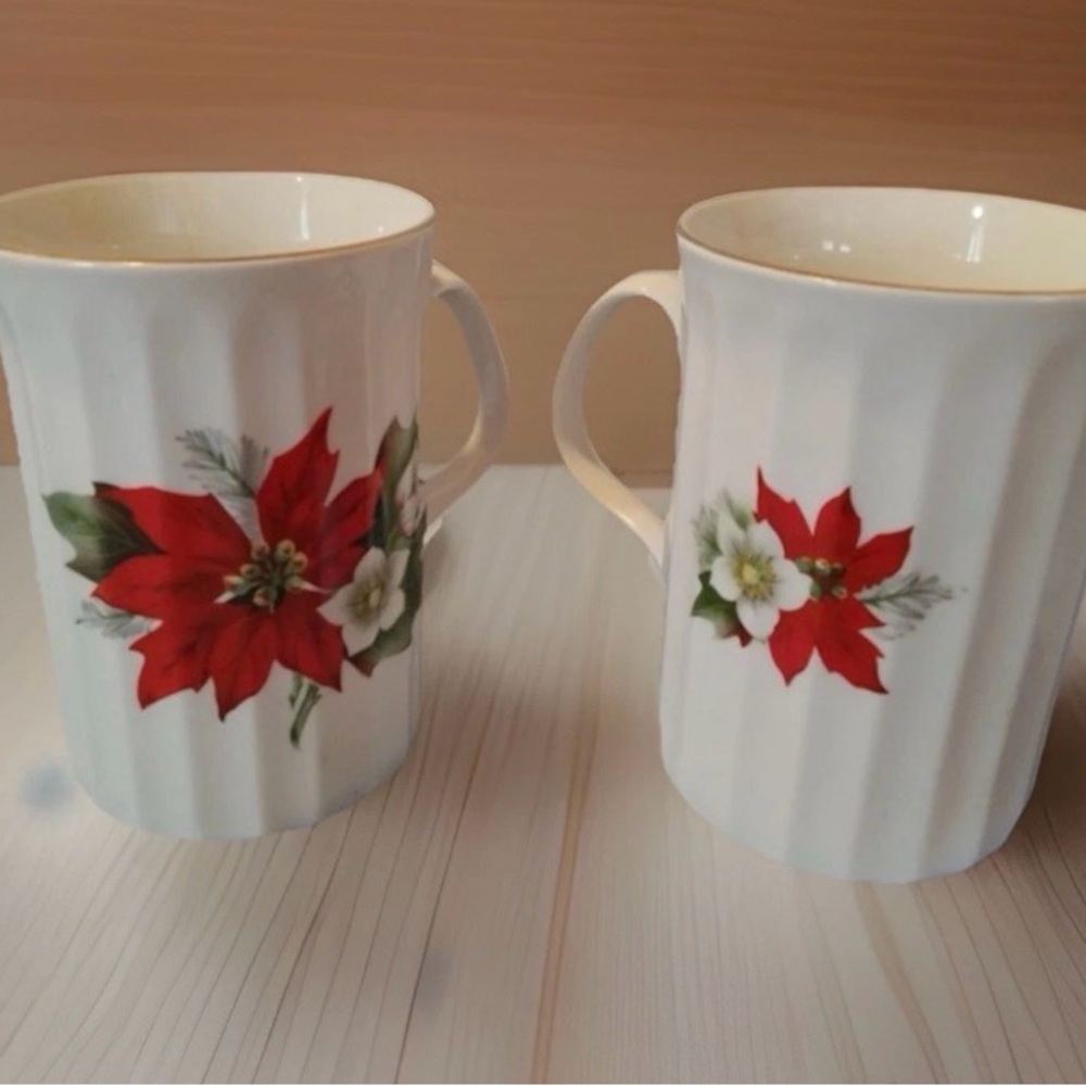 VTG Queensway Fine Bone China Elegant Floral Cups - Set of 3